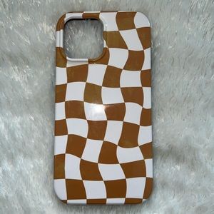 iPhone 13 Pro Max Society6 Checkered Case (Brown/ Tan)